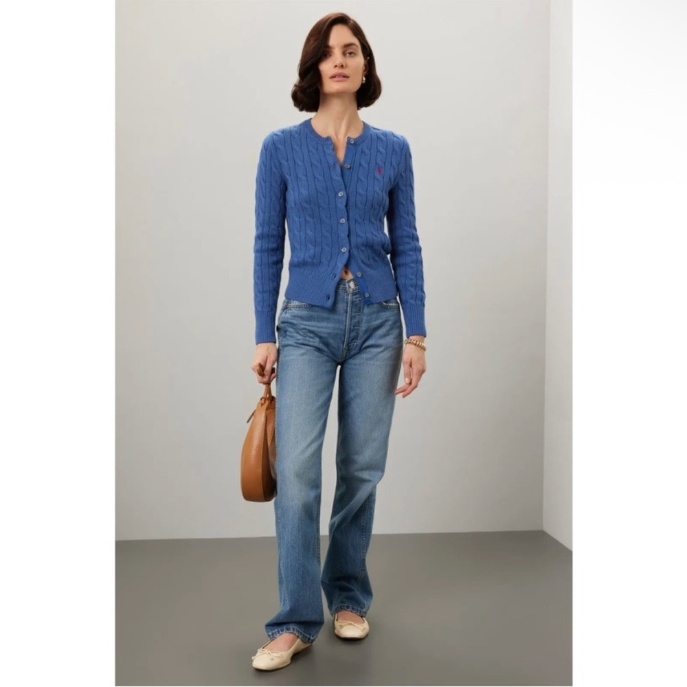 Polo by Ralph Lauren Cable Knit Long Sleeve Cardigan in Blue, Size Small - Picture 2 of 12